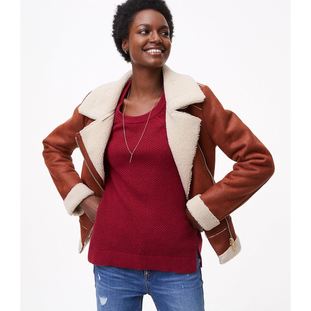 LOFT Cable Shoulder Sweater